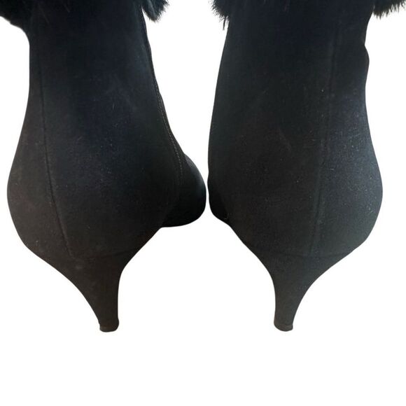 Aquatalia Black Suede Faux Fur Kitten Heel Booties - Picture 7 of 12